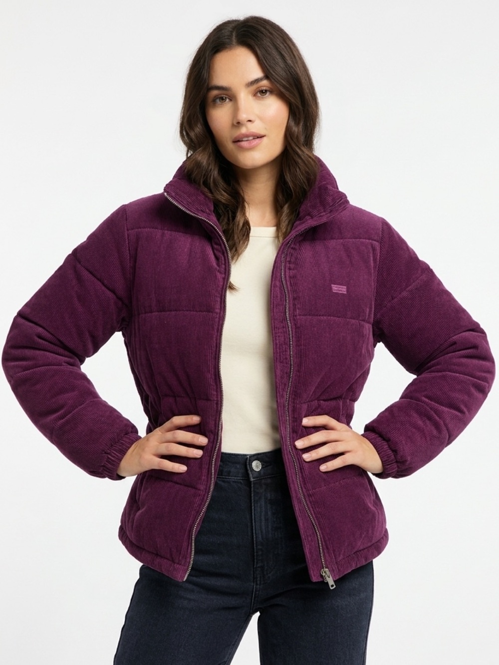 Levi’s Zoe Corduroy Plum Colored Puffer Jacket